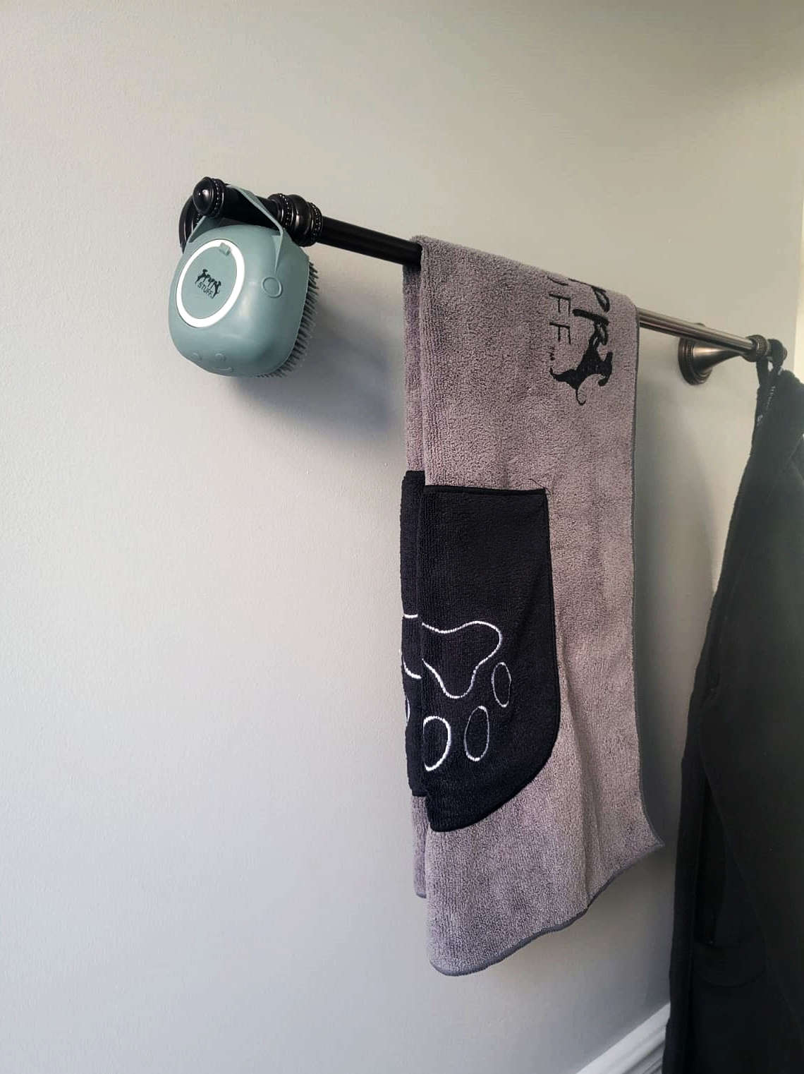 Pupp Stuff towel hanging ready for use